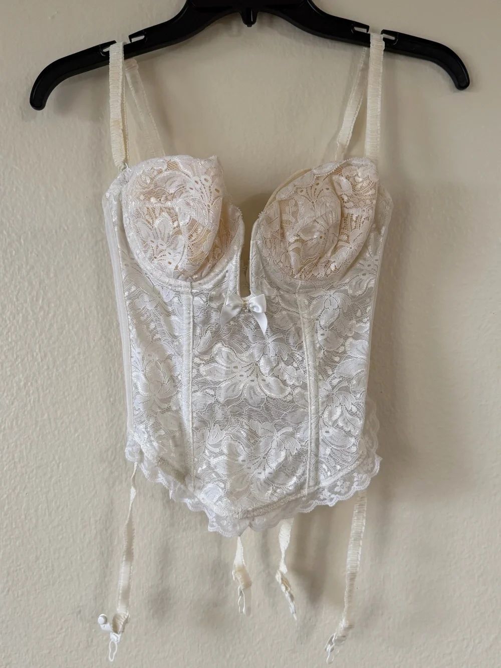 Vintage t2k sexy off White Lace Bustier lolita romantic corset  with Garters